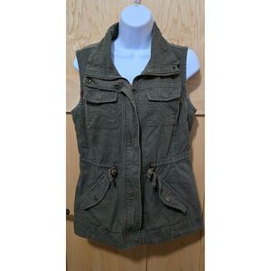American Rag Olive Green Sleeveless Utility Vest With Pockets Size M
